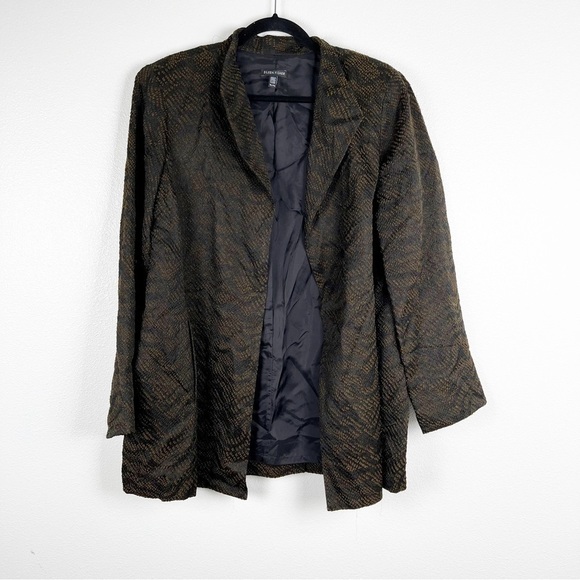 Eileen Fisher Black & Gold Silk Textured Blazer. XL.   Fully lined. - Picture 1 of 8